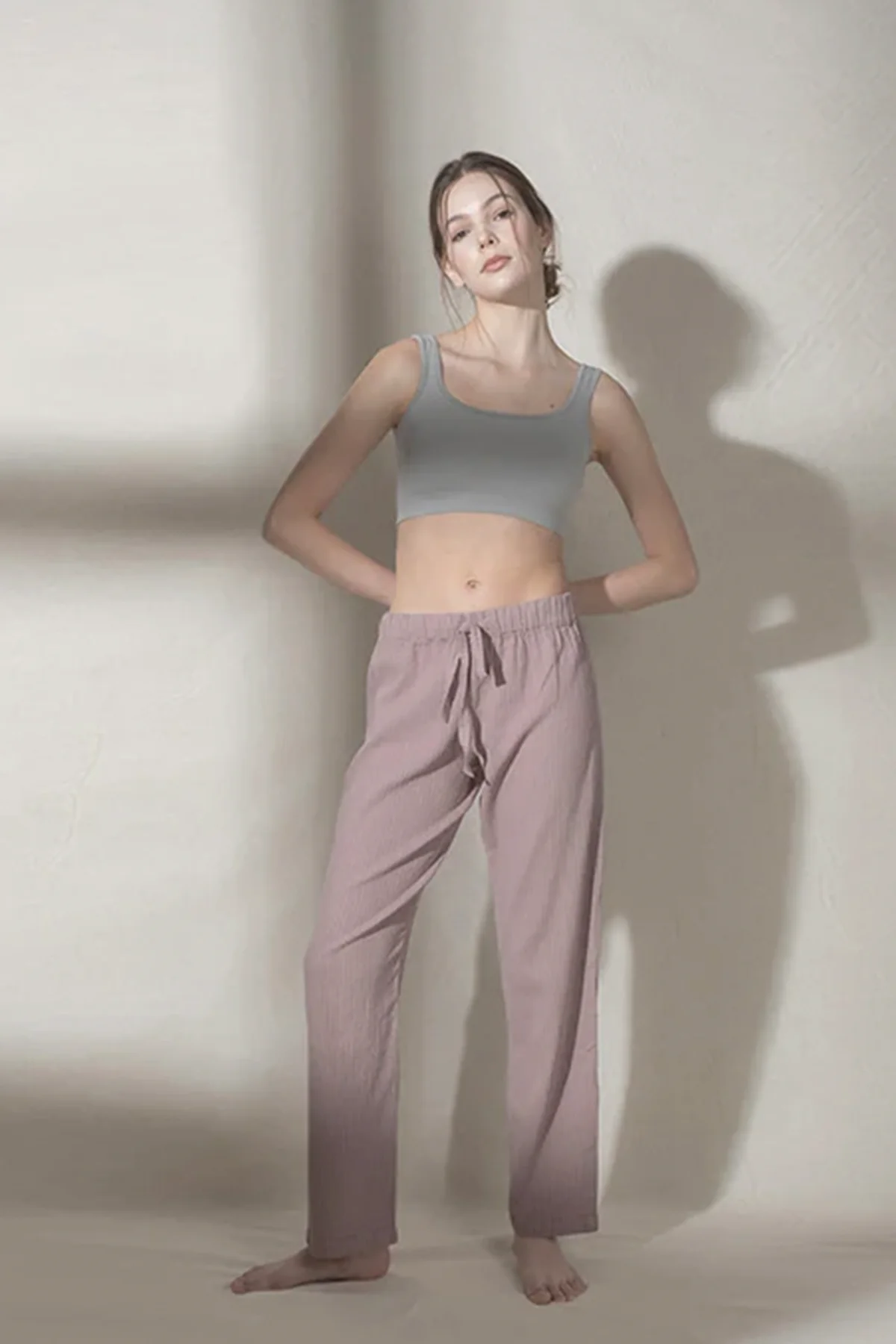 Marvel Puslu Mürdüm Keten Pantolon