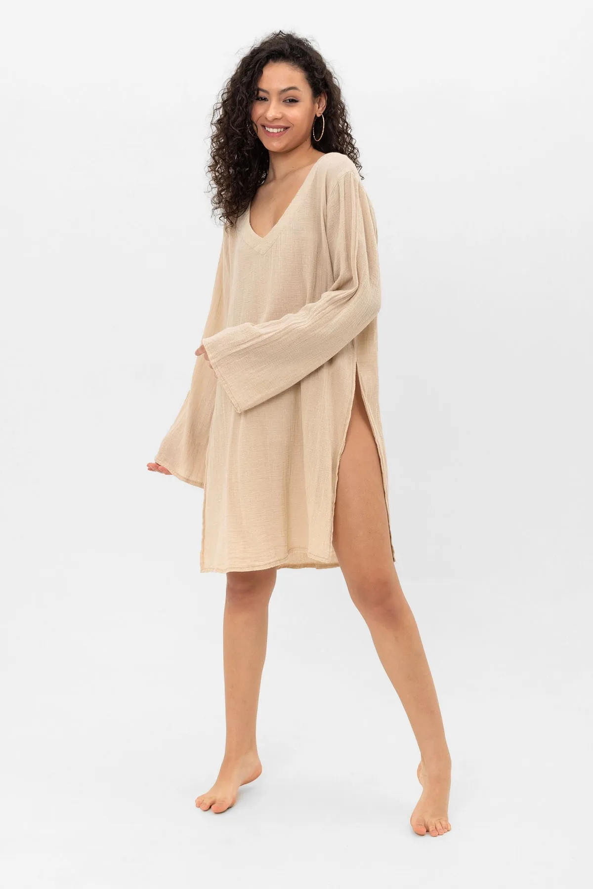 Blanca V Yaka Yırtmaçlı Pamuk Tunik